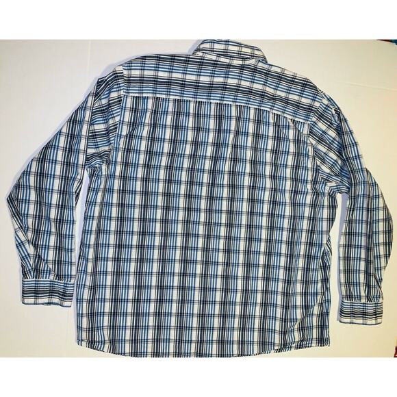 Wrangler Jeans Co Mens 2XL Shirt Blue Black White Plaid Button L S Soft Cotton - Picture 4 of 11